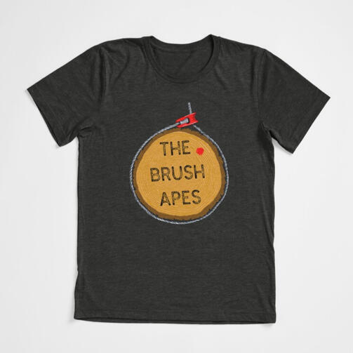 Untitled The Brush Apes logo on a T-shirt.